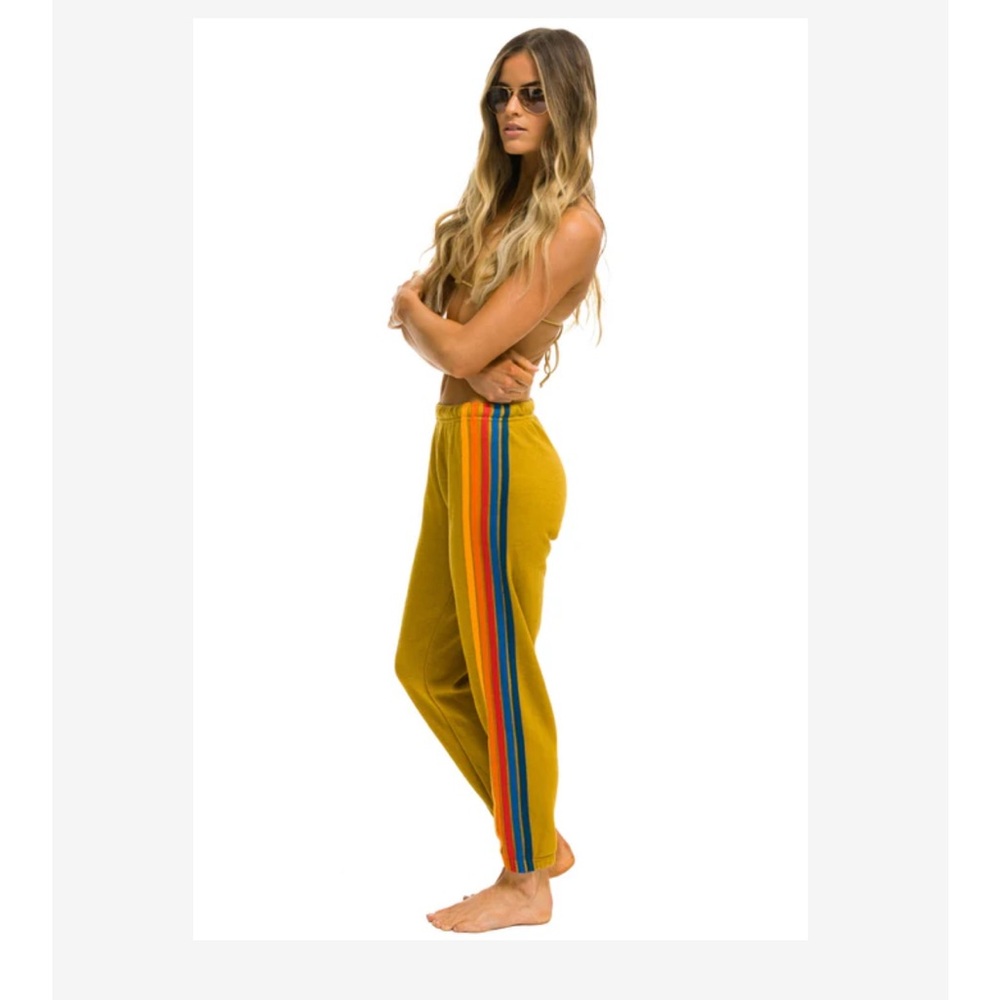 Aviator nation 5 stripe sweatpants in honey color size medium women’s